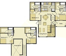 2BR/2BA - Flat Private floor plan